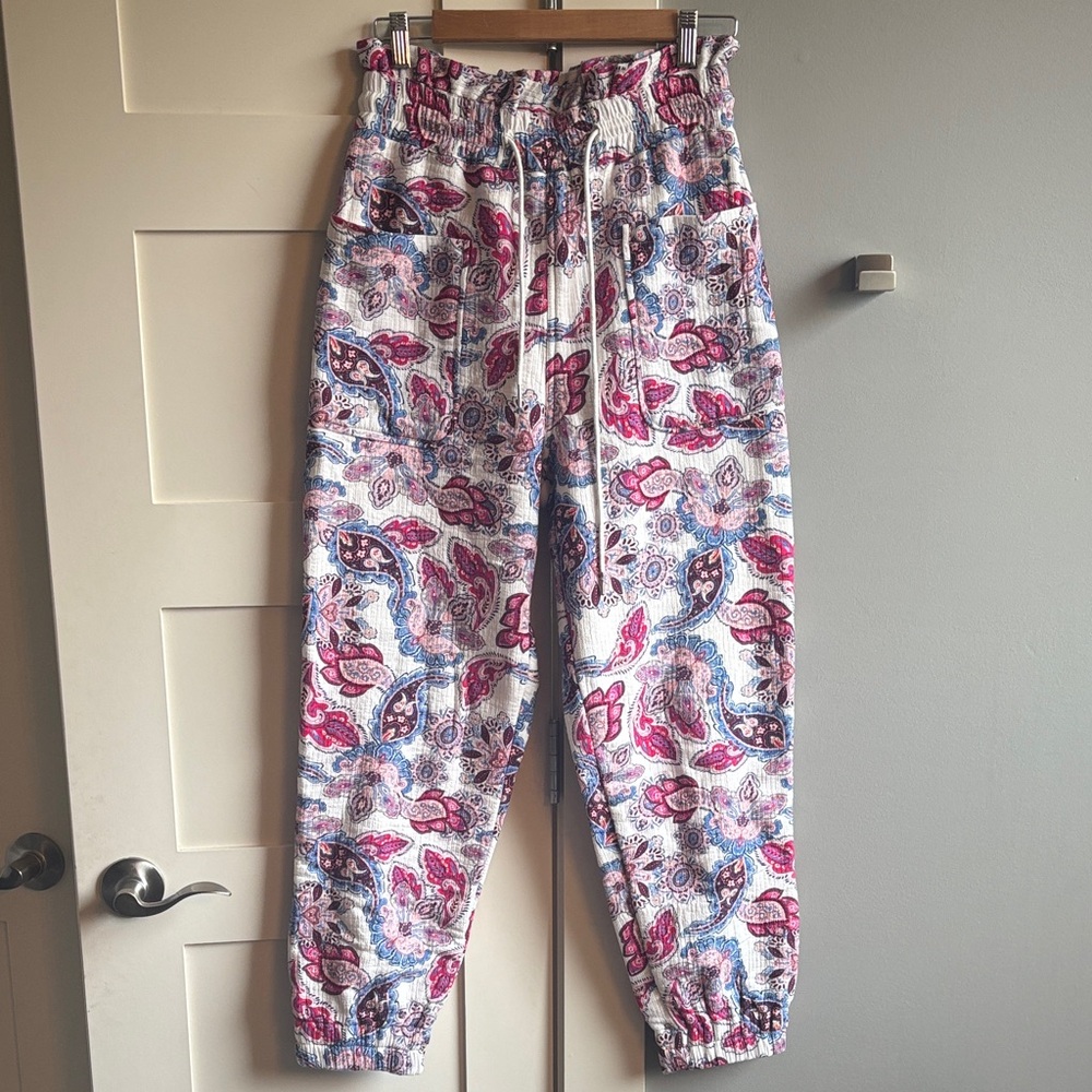 Magali Pascal medium Dina printed jogger pants pink blue 100% cotton fleece